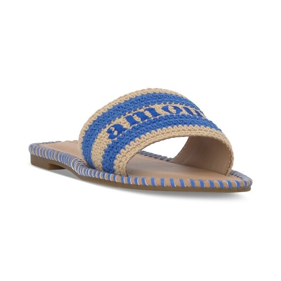 ON 34th Shoes - On 34th Womens Madelyn Slip On Woven Flat Sandals Natural Blue Size 5.5M NIB